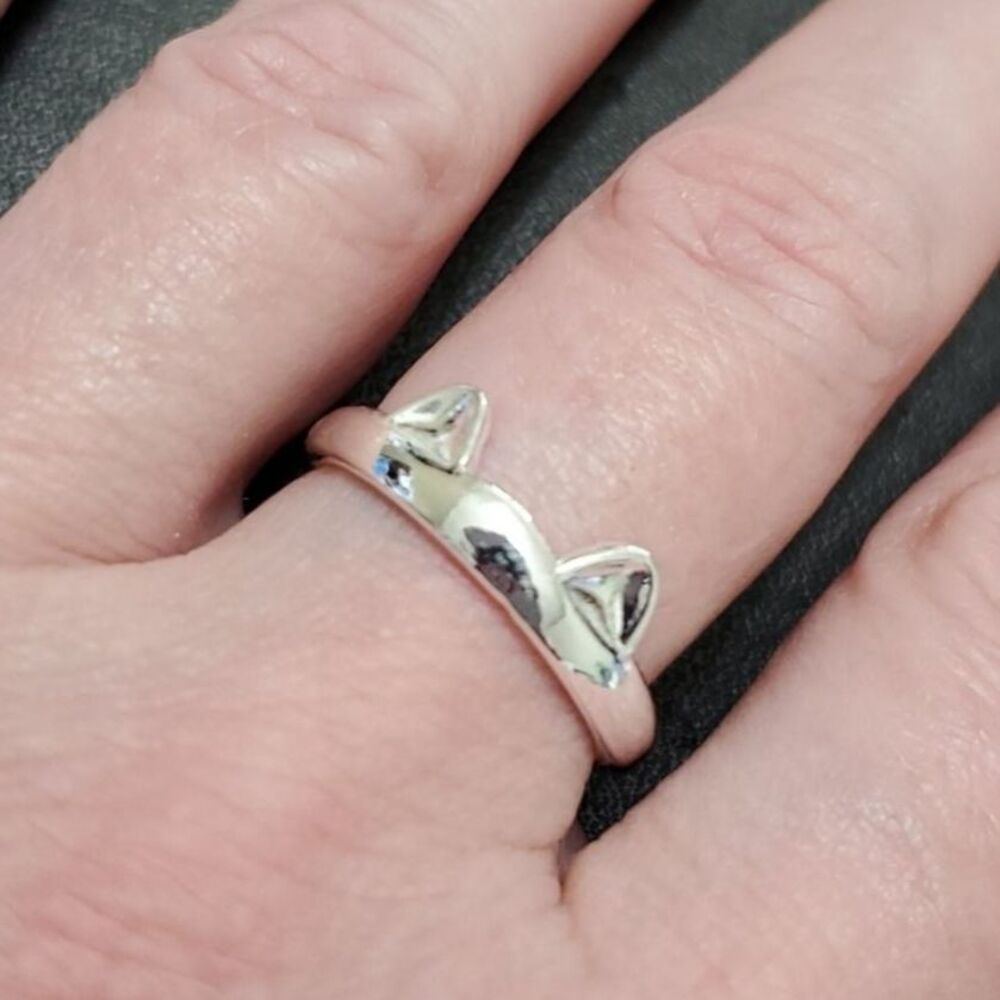 Sterling Silver Cat Ears Adjustable Ring